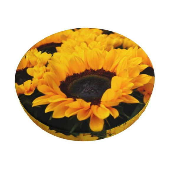 Naloa Flower Bush Sunflower Round Bar Stool Cushion Cover 12-14 inch, Fits Kitchen, Office, Restaurant Chairs - 14 inch