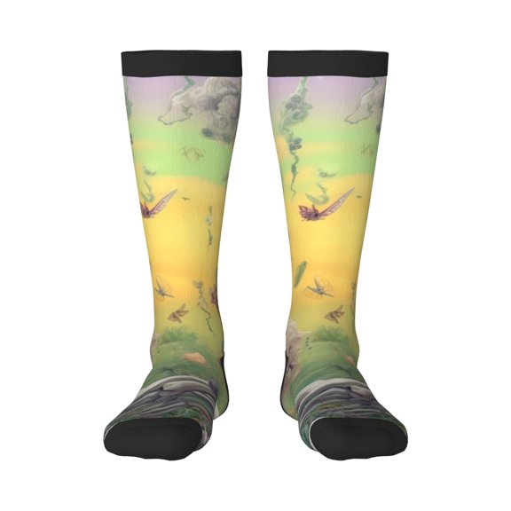 Naloa Flower Butterfly Skull Couple Thigh High Socks Extra Long Stretchy Sock Women Over Knee High Opaque Stocking Daily Wear