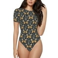 thumbnail image 1 of Naloa Flower Butterfly Women's Short-Sleeved Onesie, One-Piece Swimsuit for Parties, dates, clubs - Large, 1 of 9