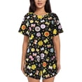 thumbnail image 1 of Naloa Flower Butterfly Women's Short-Sleeved Pajama Set, Loungewear, Summer pajamas, Breathable Cozy - Small, 1 of 9