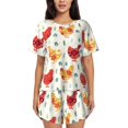 thumbnail image 1 of Naloa Flower Chicken Women's Short-Sleeved Pajama Set, Loungewear, Summer pajamas, Breathable Cozy - 3X-Large, 1 of 9
