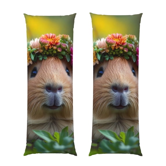 Naloa Flower Crown Guinea Pig Super Soft 20x60 Body Pillow Case,Long Side Hidden Zipper(PILLOWS ARE NOT INCLUDED)
