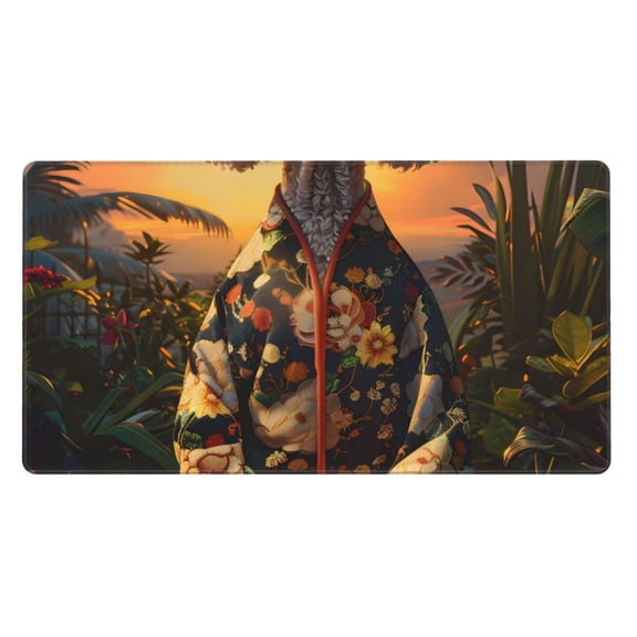 Naloa Flower Field Poodle Gaming Mouse Pad Large Mouse Mat Long Extended Desk Pad Non-Slip Rubber Mice Pads Stitched Edges Thin Pad (16x29.5 Inch)