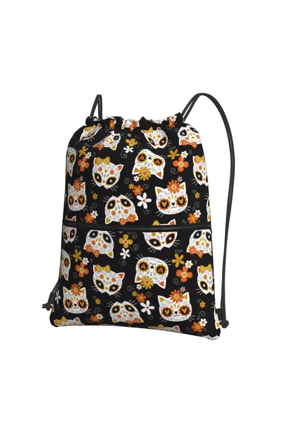 Flower Fox Drawstring Backpack String Bag Cinch Water Resistant for Gym Shopping Sport Yoga