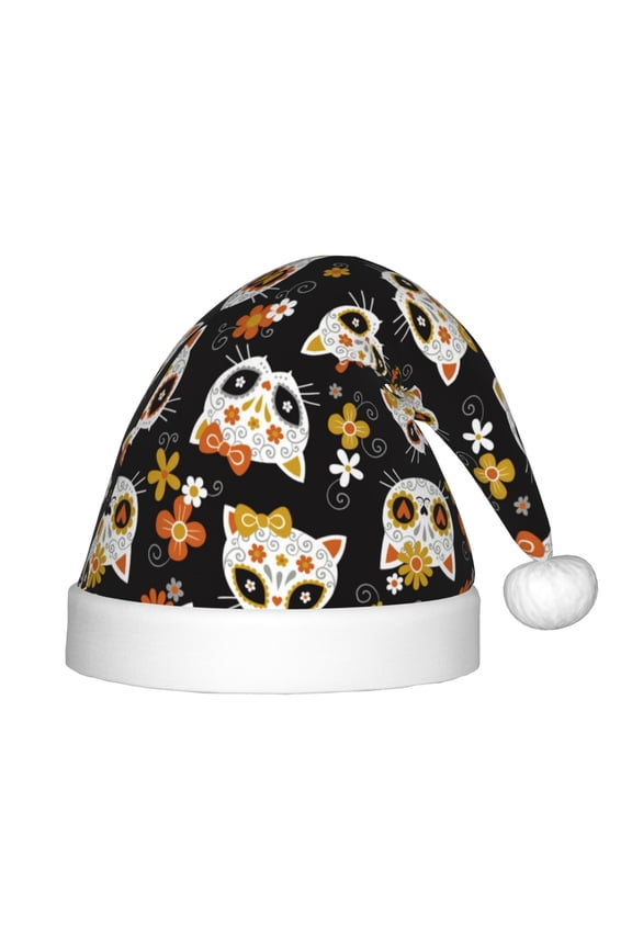 Flower Fox Santa Hat for Kids Baby Christmas Hats,Girls Boys Toddler Plush Xmas Holiday Hat,Luxury Santa Claus Hat
