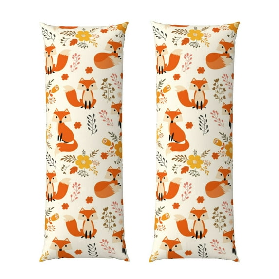 Naloa Flower Fox Super Soft 20x60 Body Pillow Case,Long Side Hidden Zipper(PILLOWS ARE NOT INCLUDED)