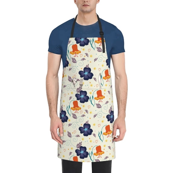 Naloa Flower Leaves Apron Kitchen Aprons with Pockets for Women Men Chef