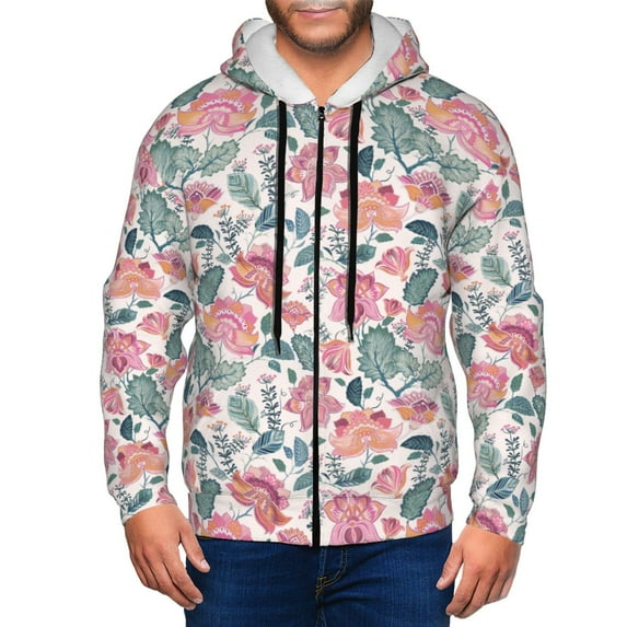 Naloa Flower Leaves Men’s Hoodies, Zip up Hoodie, Sweatshirts,Hoodies for Men Sizes S-3XL-X-Large