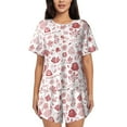 thumbnail image 1 of Naloa Flower Leaves Women's Short-Sleeved Pajama Set, Loungewear, Summer pajamas, Breathable Cozy - Medium, 1 of 9