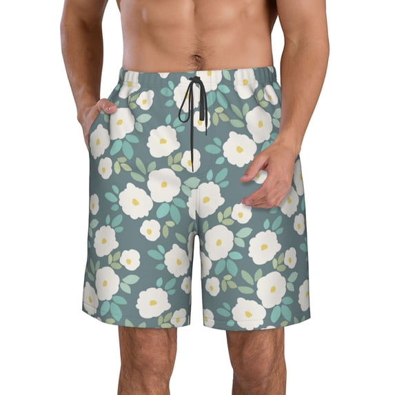 Naloa Flower Men's Beach Shorts, Surfing shorts, Swim trunks, Quick Dry Swim Trunks for Surfing Beach Fun - Large