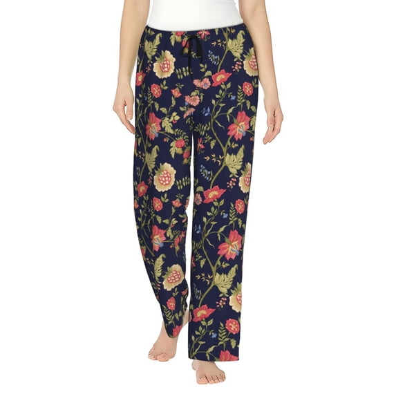 Naloa Flower Print Women’s Ultra-Soft Comfy Pajama Lounge Pants with Pockets & Drawstring