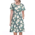 thumbnail image 1 of Naloa Flower Print Womens Summer A-Line Dress with Pockets,Short Sleeve Dresses,Flowy Beach Swing Dress for Vacation Travel, 1 of 6