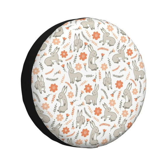 Naloa Flower Rabbit PVC Leather Spare Tire Wheel Cover for Car Truck SUV Camper Trailer Universal Fit many size14 inch
