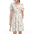 thumbnail image 1 of Naloa Flower Rabbit Print Womens Summer A-Line Dress with Pockets,Short Sleeve Dresses,Flowy Beach Swing Dress for Vacation Travel, 1 of 6