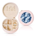 thumbnail image 1 of Naloa Flower Round Jewelry Box, Travel Jewelry Organizer, 3.9 x 3.9 x 2in Jewelry Storage Box for Women-Pink, 1 of 7