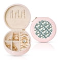 thumbnail image 1 of Naloa Flower Round Jewelry Box, Travel Jewelry Organizer, 3.9 x 3.9 x 2in Jewelry Storage Box for Women-Pink, 1 of 7