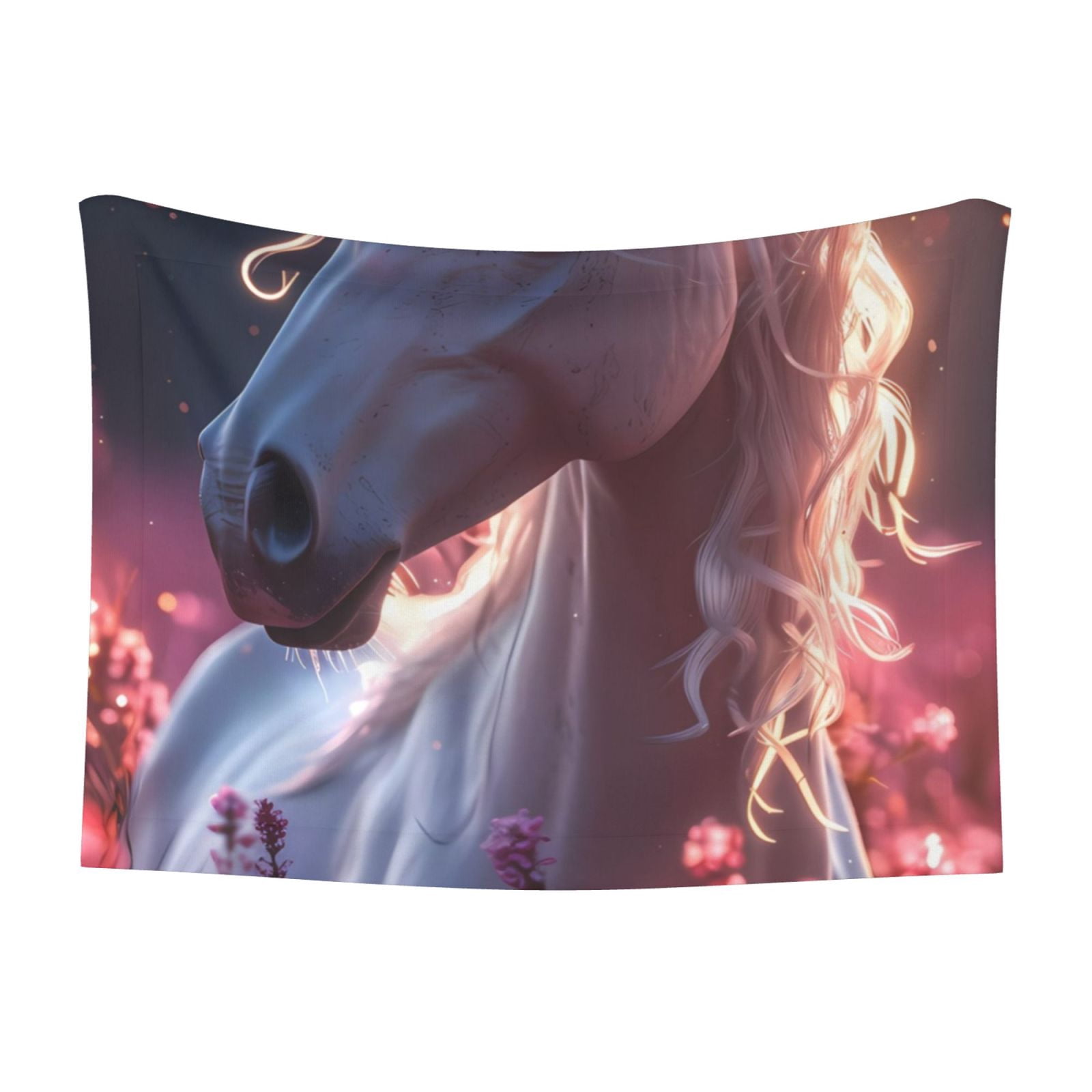 Naloa Flower White Horse Dog Blanket, 3 Sizes Cat Blanket for Indoor Cats Large Medium Small Dog Gifts-Medium