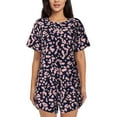 thumbnail image 1 of Naloa Flower Women's Short-Sleeved Pajama Set, Loungewear, Summer pajamas, Breathable Cozy - Large, 1 of 9