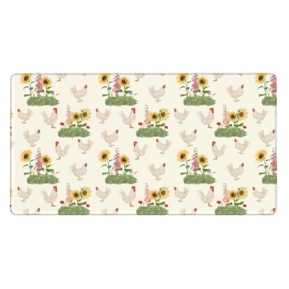 Naloa Flowers And Hens Gaming Mouse Pad Large Mouse Mat Long Extended Desk Pad Non-Slip Rubber Mice Pads Stitched Edges Thin Pad (16x29.5 Inch)