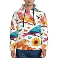 thumbnail image 1 of Naloa Flowers Birds And Butterflies Men's Casual Hooded Collar Drawstring Hoodies Pullover Sweatshirts Casual Long Sleeve Shirts-Large, 1 of 7