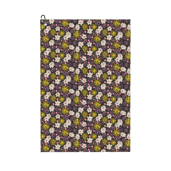 Naloa Flowers Daisy Golf Towel Golf Gift for Men and Women Golf Towel with Carabiner Clip to Quickly Remove Mud, Dirt and Sweat