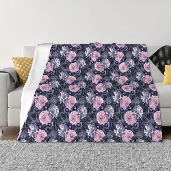 Naloa Flowers Flannel Blankets - Thick and Warm Blanket for Winter, Soft Fuzzy Plush King Blanket for All Seasons50"x40"