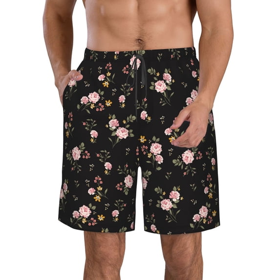 Naloa Flowers Men's Beach Shorts, Surfing shorts, Swim trunks, Quick Dry Swim Trunks for Surfing Beach Fun - 3X-Large