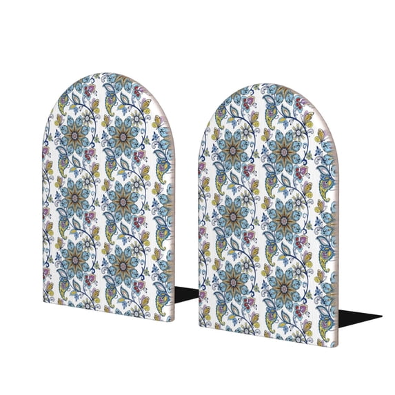Naloa Flowers and Butterflies 2 Pcs Bookend Large Capacity Office Book Ends for Home Office Library School Study Decoration
