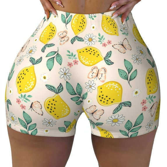 Naloa Flowers and Butterflies Biker Shorts for Women Seamless Scrunch Short Women’s Yoga Shorts for Gym Running Sport Shorts - X-Large