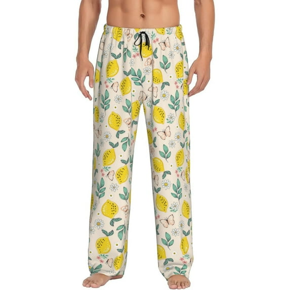 Naloa Flowers and Butterflies Pajama Pants Men, PJ Bottoms, Sleep & Lounge Pants-X-Large