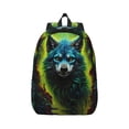 thumbnail image 1 of Naloa Fluorescent Wolf Canvas Backpack for Men Women Rucksack Casual Travel Daypack College Tote Satchel Bookbag for Teens-Medium, 1 of 7