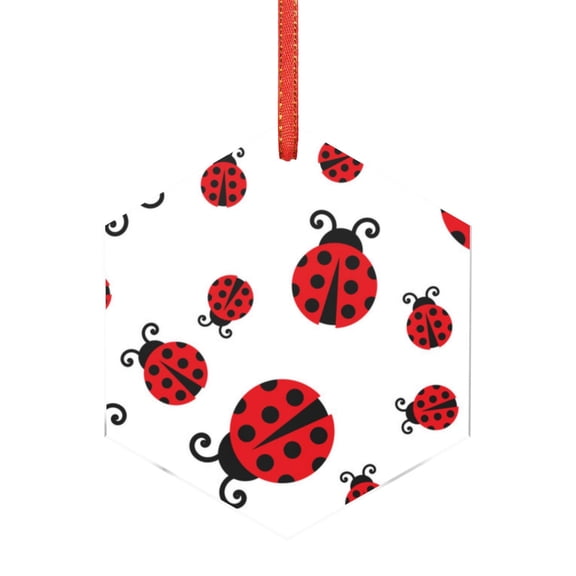 Naloa Fly Flying Ladybug Acrylic Santa Tree Decorations Christmas Hanging Pendant for Christmas Winter New Year Party Hanging Decorations-Hexagon