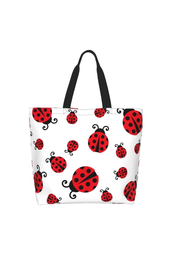 Fly Flying Ladybug Tote Bag for Women Large Capacity Shoulder Bag for College Work Travel Shopping