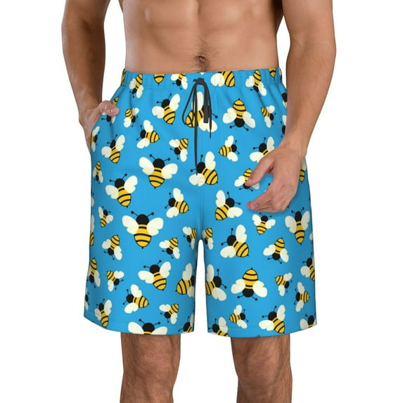 Naloa Flying Bees Men's Beach Shorts, Surfing shorts, Swim trunks, Quick Dry Swim Trunks for Surfing Beach Fun - Small