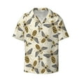 thumbnail image 1 of Naloa Flying Bees1 Men's Loose Fit Cuban Collar Short-Sleeve Shirt with Button-down and Chest Pocket for Everyday Wear Outings - X-Large, 1 of 7