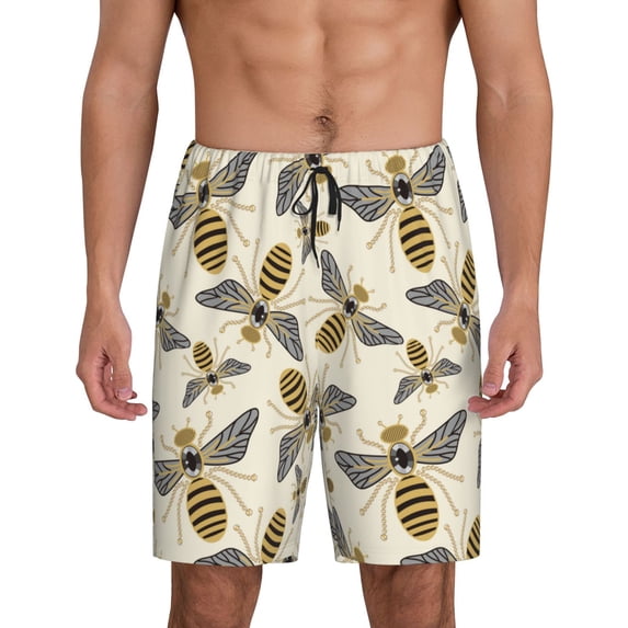Naloa Flying Bees1 Men's Short Pajama Pants, Lounge Comfort Shorts with Elasticized Waistband and Side Pockets - X-Large
