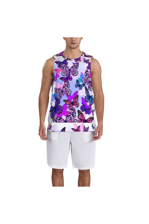 Flying Butterflies Basketball Jersey Reversible Men's Mesh Athletic Sports Shirts Training Practice S-4XLMedium