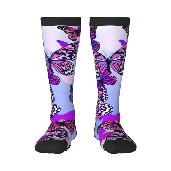 Naloa Flying Butterflies Thigh High Socks Extra Long Stretchy Sock Women Over Knee High Opaque Stocking Daily Wear