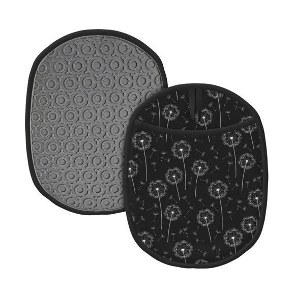Naloa Flying Dandelion Silicone Pot Holders, Oven Mitts Heat Resistant Hot Pads, Non Slip Pot Holder for Kitchen Baking and Cooking 9.4 x 7.5 Inches