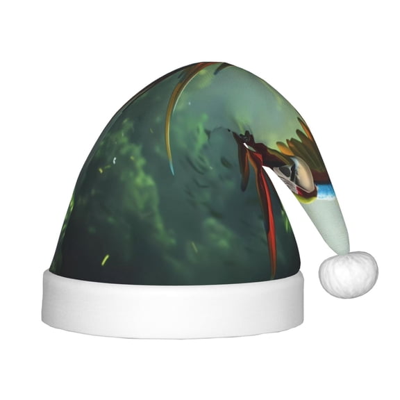 Naloa Flying Parrots In Jungle Santa Hat for Kids Baby Christmas Hats,Girls Boys Toddler Plush Xmas Holiday Hat,Luxury Santa Claus Hat
