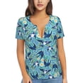 thumbnail image 1 of Naloa Flying Swallows Print T-Shirts Short Sleeve V Neck Tees for Women Fashion Tops Trendy Lightweight Soft Casual Summer Outfits Clothes, 1 of 5