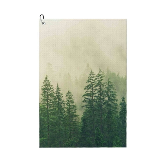Naloa Fog Forest Golf Towel Golf Gift for Men and Women Golf Towel with Carabiner Clip to Quickly Remove Mud, Dirt and Sweat