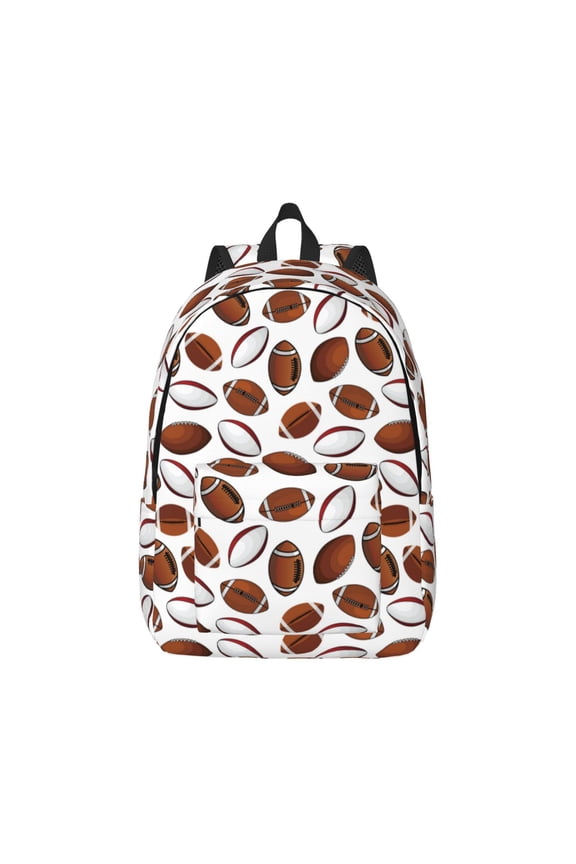 Football Canvas Backpack for Men Women Rucksack Casual Travel Daypack College Tote Satchel Bookbag for Teens-Small
