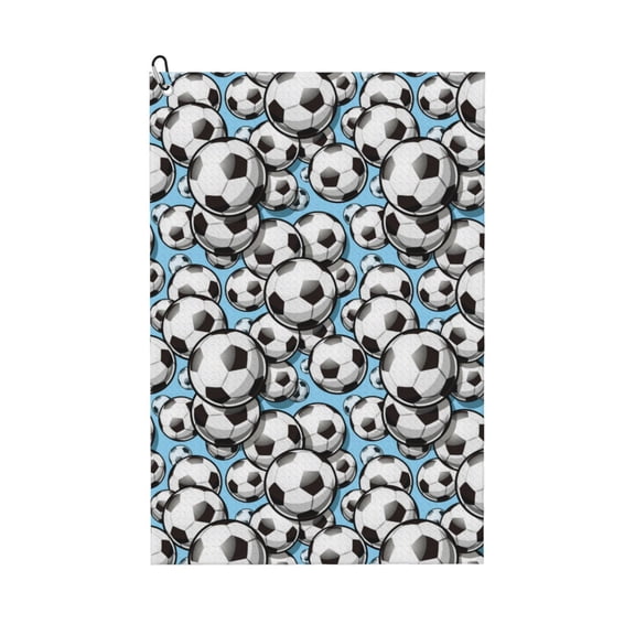 Naloa Football Soccer Ball Golf Towel Golf Gift for Men and Women Golf Towel with Carabiner Clip to Quickly Remove Mud, Dirt and Sweat