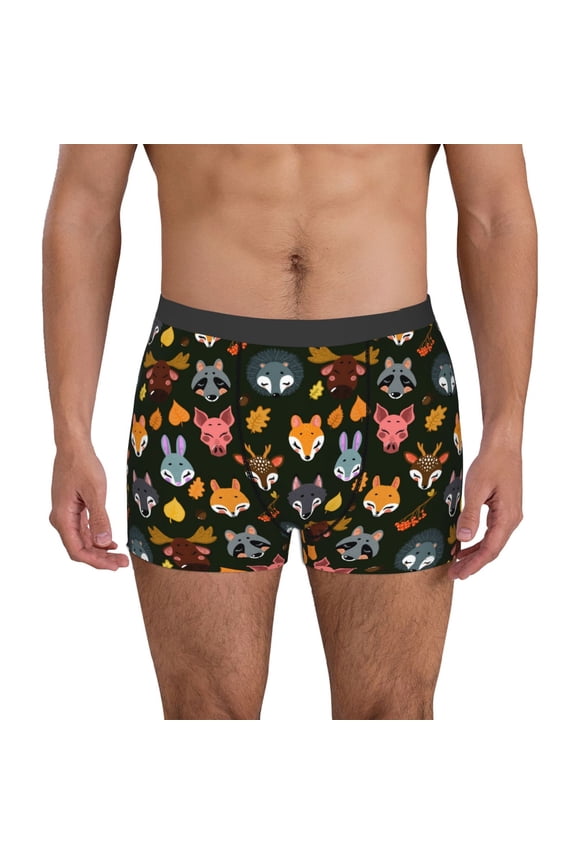 Forest Animal Faces Mens Underwear - Boxers for Men, Mens Boxer Briefs, Classic Briefs for Men-XX-Large