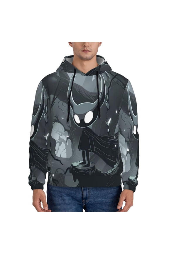 Forest Black Ghost Warrior Men's Casual Hooded Collar Drawstring Hoodies Pullover Sweatshirts Casual Long Sleeve Shirts-4X-Large