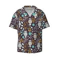 thumbnail image 1 of Naloa Forest Cute Owl Men's Loose Fit Cuban Collar Short-Sleeve Shirt with Button-down and Chest Pocket for Everyday Wear Outings - XX-Large, 1 of 7