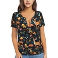thumbnail image 1 of Naloa Forest Elf Print T-Shirts Short Sleeve V Neck Tees for Women Fashion Tops Trendy Lightweight Soft Casual Summer Outfits Clothes, 1 of 5