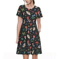 thumbnail image 1 of Naloa Forest Flora and Insects Print Womens Summer A-Line Dress with Pockets,Short Sleeve Dresses,Flowy Beach Swing Dress for Vacation Travel, 1 of 6