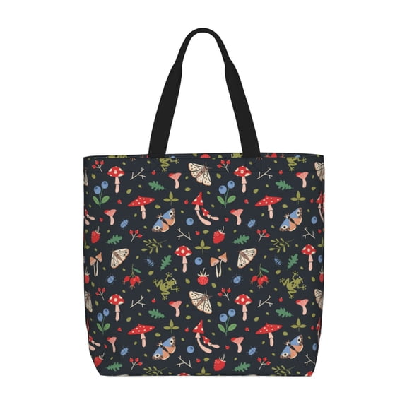 Naloa Forest Flora and Insects Tote Bag for Women, Foldable Tote Bag With Zipper, Large Shoulder Bag, Top Handle Handbag for Travel, Work, Shopping